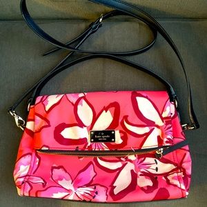 Kate Spade pink floral foldover crossbody purse